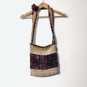 Bohemian Multicolored Gypsy Rose Multicolor Hemp Crossbody Bag